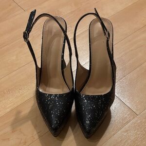 Elegant Black and Silver Slingback Heels